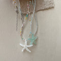 Multicolor Seed Bead Glitter Starfish Pendant Necklace view 3