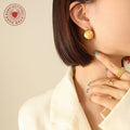 Chunky Hollow Crescent Hinge Hoop Earrings Gold Steel view 3