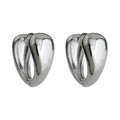 Silver Tone Polished Open Heart Shape Chunky Hoop Earrings view 5