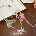 Pink Flower and Pearl Charm Layered Necklace Decorative Jewelry Design view 2