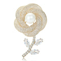 Mesh Petal Pearl Flower Brooch Decorative Lapel Pin view 1