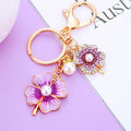 Pearl Double Clover Keychains with Fortune and Loose Heart Loop Options view 4