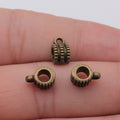 Ridged Large Hole Metal Bail Beads in Two Vintage Finishes view 4