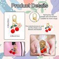 Red Cherry Enamel Keychain with Pink Flower and Spring Clasp view 3