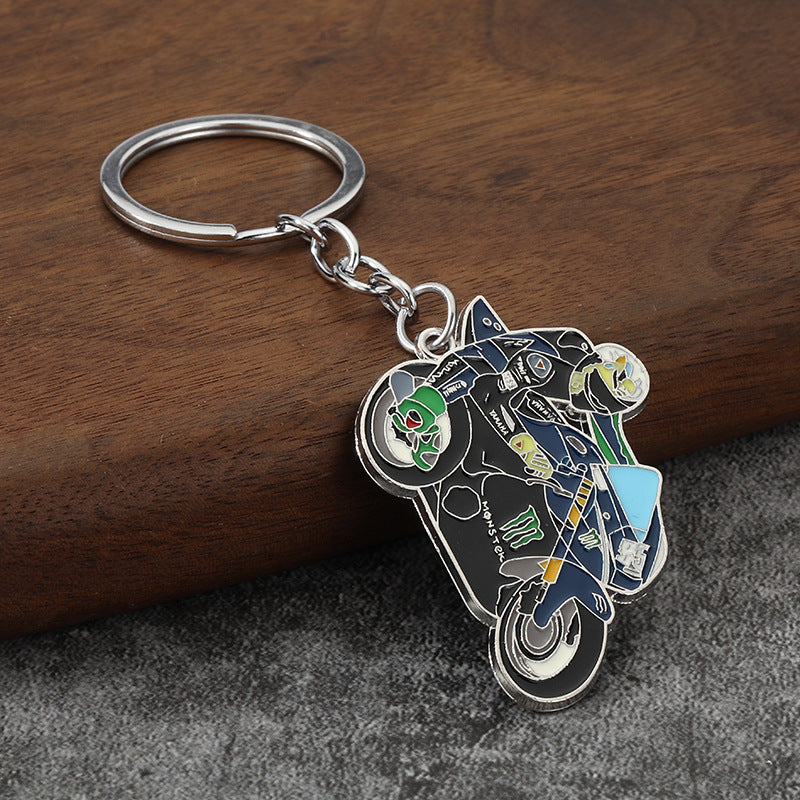 3D Motorcycle Metal Keychain with Plated Enamel Racing Bike Model
