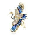 Blue And Gold Crystal Crane In Flight Brooch Decorative Lapel Pin view 5