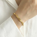 Twisted Herringbone Snake Chain Gold Bracelet 17cm view 3