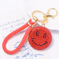 Rhinestone Smiley Face Keychain Gold Ring Braided Cord 15 Styles view 6