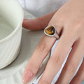 Triangle Cabochon Signet Ring Tiger Eye Pink Crystal view 9