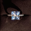 Silver Tone Square Cut Clear Stone Double Row Statement Ring view 3