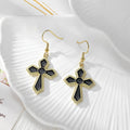 Black Red Enamel Cross Earrings Necklaces Six Options view 6