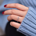 White Metal Hollow Heart Thin Rope Band Ring Clear Stones view 6