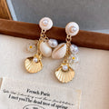 Shell Pearl and Starfish Charm Drop Earrings Two Styles view 6