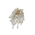 Champagne Clear Hair Claw With Long White Pearl Like Bead Fringe view 5