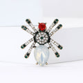 Crystal Spider Brooch With White Body And Red Accent view 1