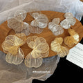 Wire Petal Flower Stud Earrings with Reflective Details view 2