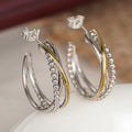Silver Gold Twisted Beaded Multi Band Hoop Earrings view 3