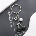 Six-Style Red and Black Cherry Pearl Charm Keychain Collection view 7