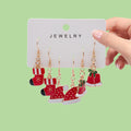 Enamel Santa Mittens Christmas Dangle Earrings Set of 3 Pairs view 8