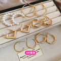 Geometric Metal Hoop Earring Sets Six Pairs Gold Silver view 6