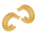 Gold C-Shape Ribbed Hoop Earrings Bold Copper Metal Finish view 5