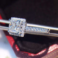 Square Halo Crystal Ring with Split Pavé Silver Tone Band view 2