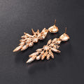 Red Gold Tone Champagne Winged Leaf Tassel Crystal Three Designs Metal Dangle Earrings view 4