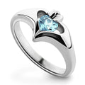 Silver-Tone Brass Claddagh Heart Ring with a Light Blue Stone view 3