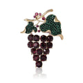 Crystal Grape Cluster Brooch with Green Leaves in Four Colors view 5