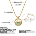 Ocean Scene Round Pendant Necklace in Seven Gold Tone Designs view 9