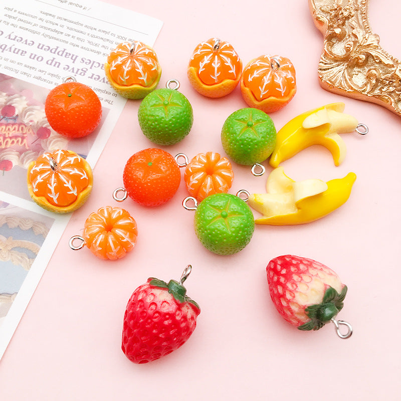 Acrylic Realistic Fruit Charm Pendants for DIY Summer Boho Jewelry Accessories