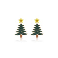 Green and Red Crystal Look Christmas Tree Stud Earrings view 5