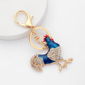 Rhinestone Rooster Metal Keychain Enamel Zodiac Bird Charm view 4