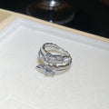 Zircon Feather Open Rings Oval Cabochon Gold Pink Purple view 6