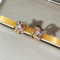 Gold And Silver Tone Flower Knot Clear Stone Stud Earrings view 4