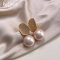 Pink Enamel Geometric Plate Large Pink Pearl Studs view 3