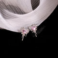 Silver Melted Heart Pink Center Small Stud Earrings view 3