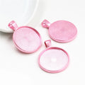Colorful Round Bezel Pendant Trays with Textured Backs view 7