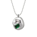 Steel Irregular Disc Green White Zircon Pendant Necklace view 5