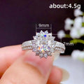Silver Tone Floral Cluster Clear Stone Halo Ring Jewelry view 5