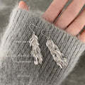 Silver Tone Layered Long Leaf Cluster Hook Earrings view 1