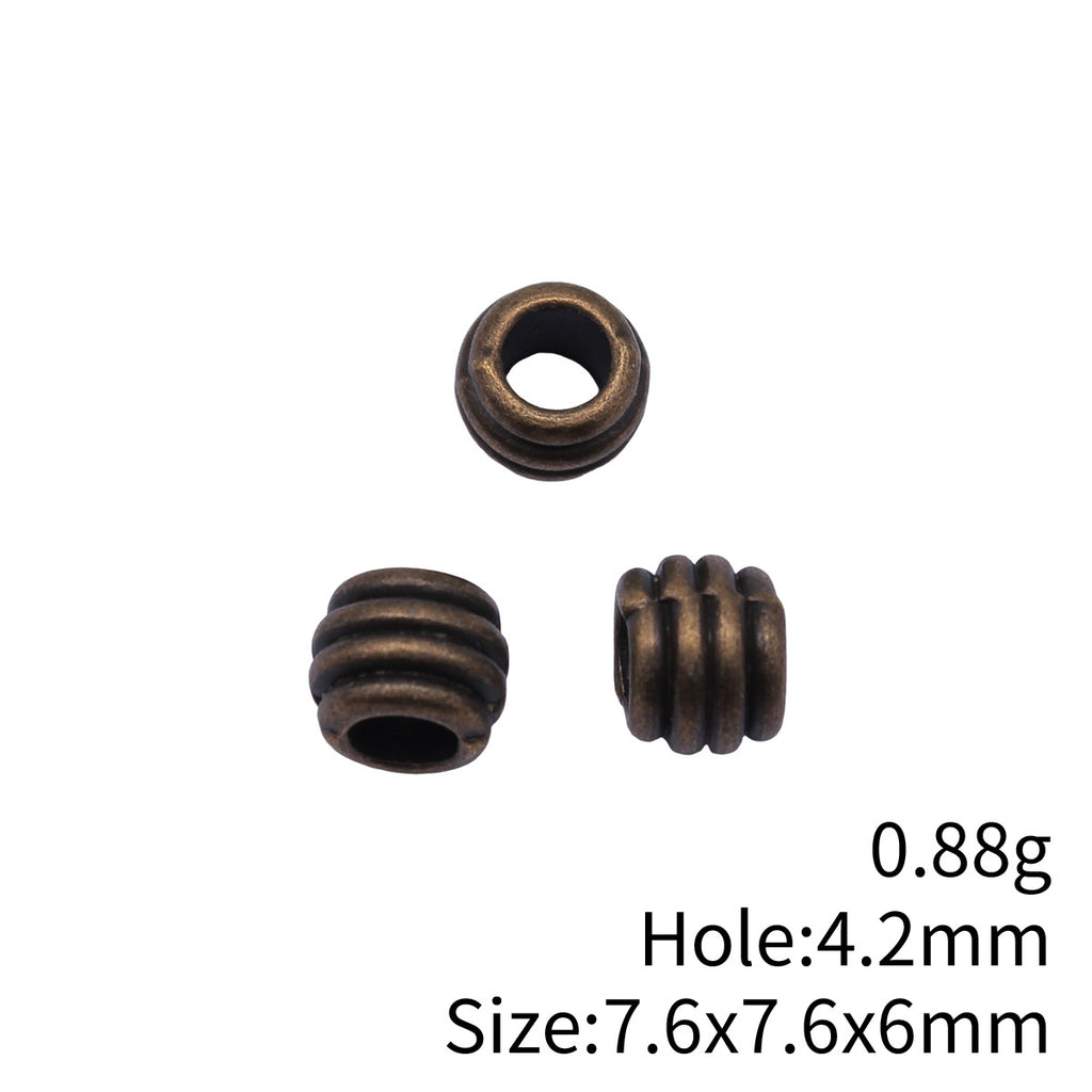 7.6x7.6x6mm 0.88g Antique Bronze Zinc Alloy Round Large Hole Spacer Beads for DIY Bracelet Jewelry Making