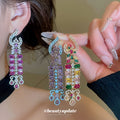 Ornate Crystal Column Drop Earrings in Three Colors view 2