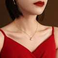 Round Solitaire Zircon Pendant Necklace in Three Metal Tones view 3