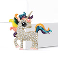 Rainbow Unicorn Brooch Clear Rhinestone Body Gold Tone view 2
