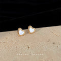 Gold Heart Shell Stud Earrings Mother Of Pearl Center view 3