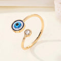Gold Tone Colorful Evil Eye and Motif Adjustable Rings in Fourteen Designs view 10
