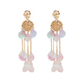 Iridescent Shell Cascade Gold Tone Statement Long Earrings view 5
