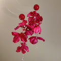Red Fabric Floral Drop Earrings in Four Layered Styles view 9