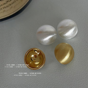 Brushed Large Round Disc Stud Earrings In Silver And Gold Tone